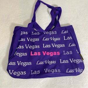 Bovano Las Vegas Canvas Purple Double Handle Tote Bag